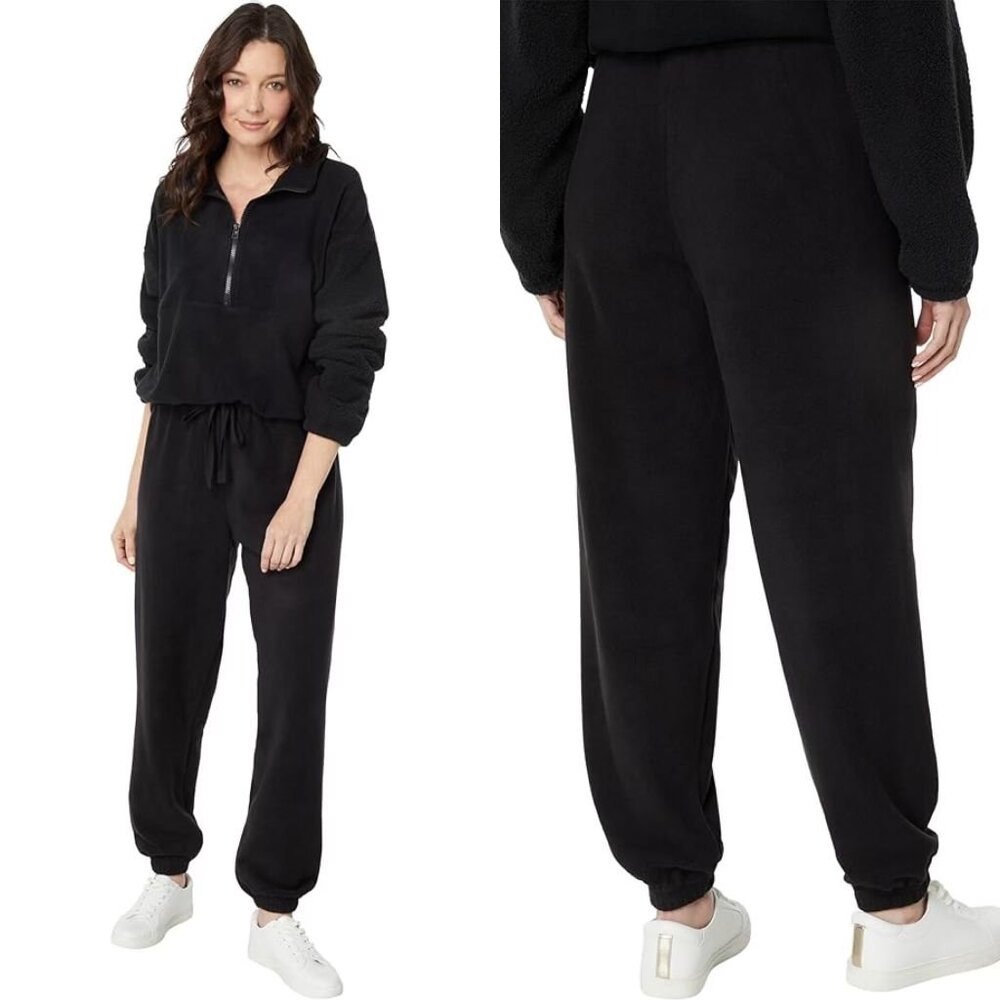 SPLENDID Tegan Supersoft Fleece Jogger Drawstring Cuffed Sweatpants Black XS NWT